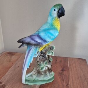 Vintage MCM Japan Colorful Ceramic Parrot / Bird Figurine